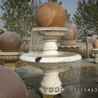 石雕景观风水球