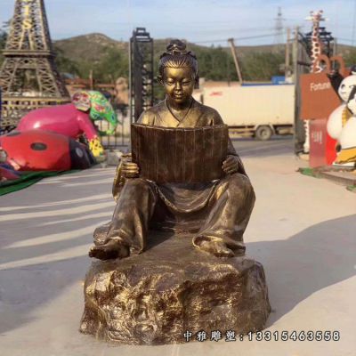 校园铜雕读书人物雕塑