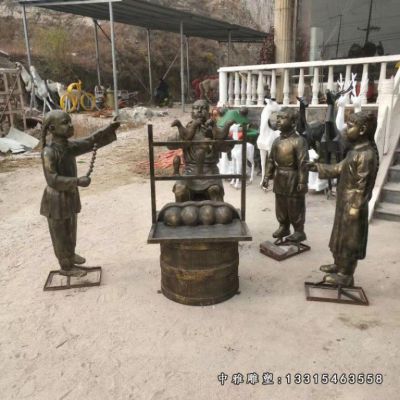 铜雕民俗吹糖人人物