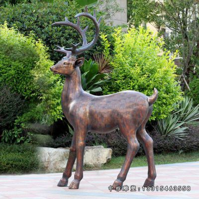 公园铜雕梅花鹿