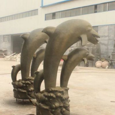 铜雕跳跃海豚雕塑