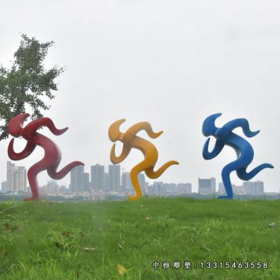 不锈钢抽象跑步人物雕塑