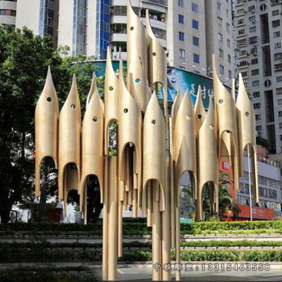 校园钢笔不锈钢雕塑