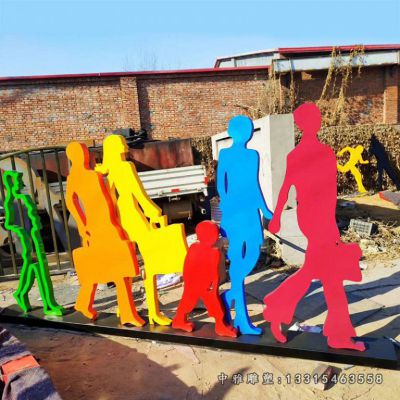 不锈钢抽象购物人物雕像