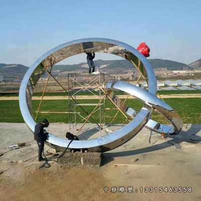 仿真不锈钢玫瑰花雕塑