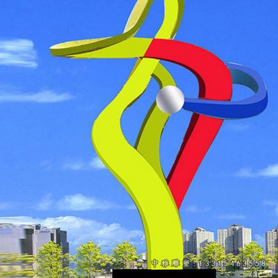 彩色不锈钢飘带雕塑