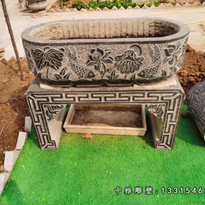公园石雕花盆