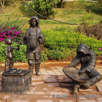铜雕公园少数民族人物