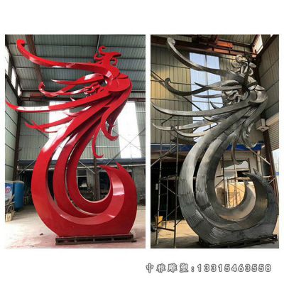 大型不锈钢凤凰雕塑