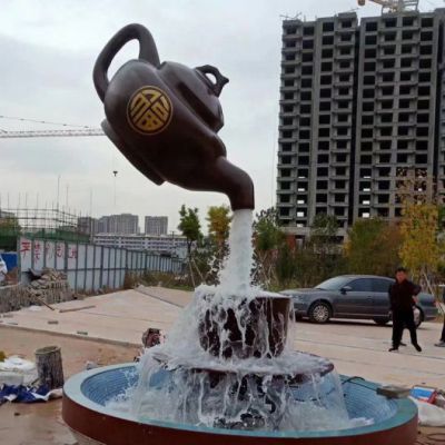 景区铜雕茶壶雕塑