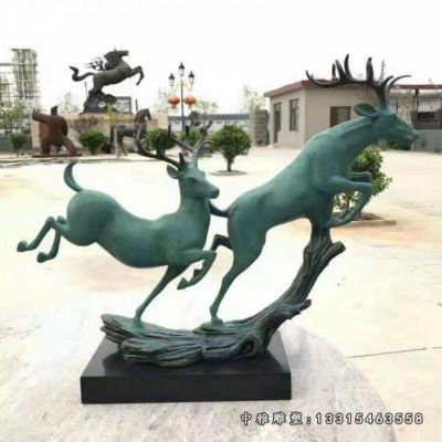 铜雕奔跑小鹿
