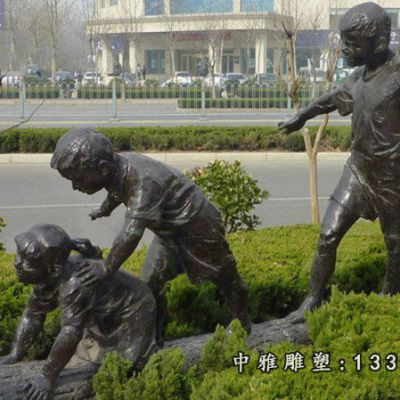 铜雕嬉戏儿童雕塑