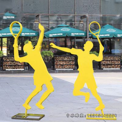 抽象不锈钢打羽毛球人物