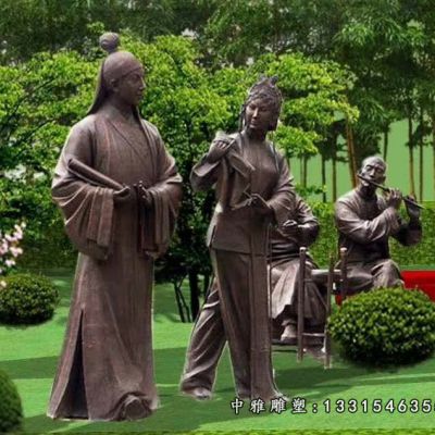 民俗铜雕唱戏人物