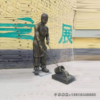铜雕民俗打铁人物