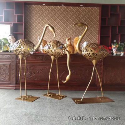 动物仙鹤不锈钢雕塑