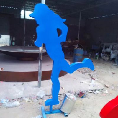 不锈钢剪影跑步人物雕塑