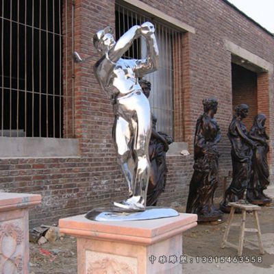 不锈钢打高尔夫球运动人物