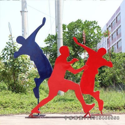 公园不锈钢打羽毛球人物雕塑