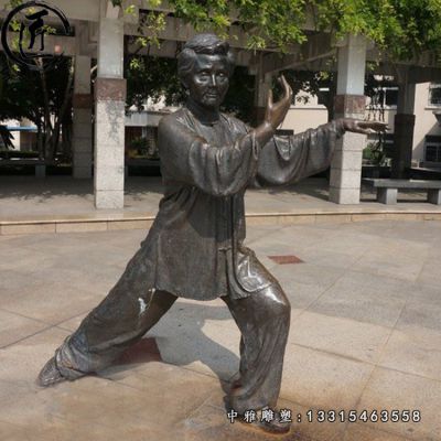 铜雕公园打太极拳人物雕像