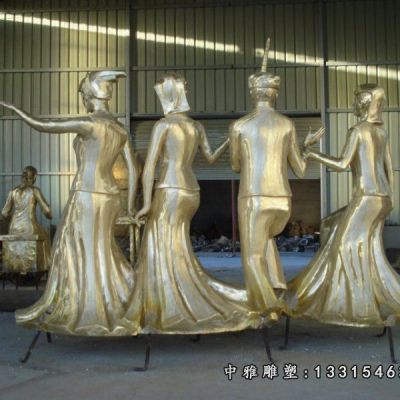 景区铜雕少数民族