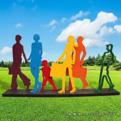 不锈钢时尚购物人物雕像