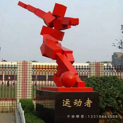 不锈钢公园踢足球人物雕像