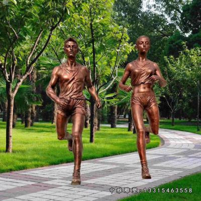 校园跑步人物铜雕
