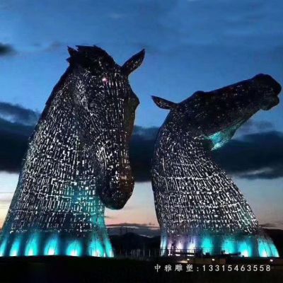 大型不锈钢动物马摆件