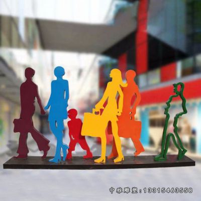 剪影不锈钢购物人物雕像