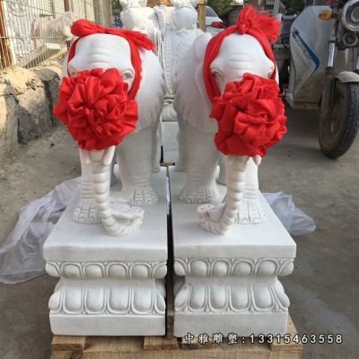 石雕汉白玉招财大象