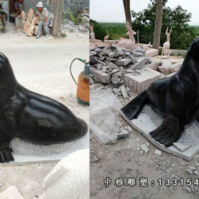 海豹动物石雕雕塑