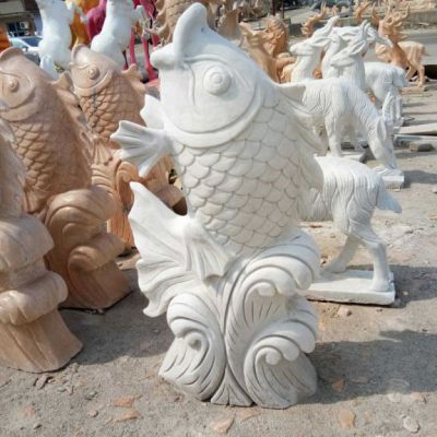 石雕公园动物金鱼