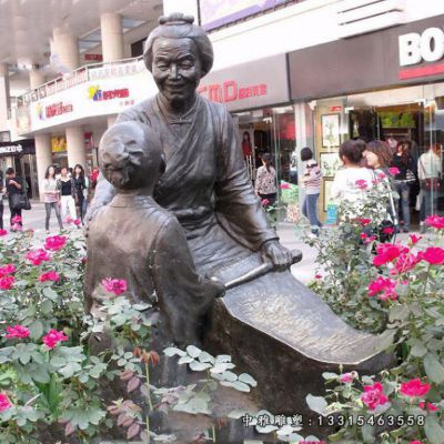 街边铁杵磨针古代人物铜雕