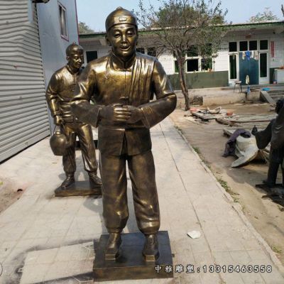 饭店门口店小二铜雕