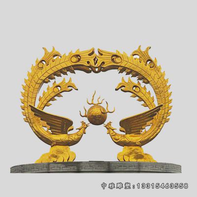 公园铜雕动物凤凰