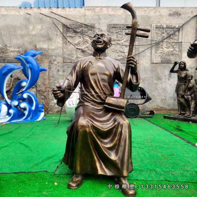 民俗铜雕唱戏人物
