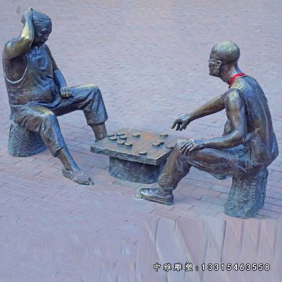 铜雕公园下棋人物