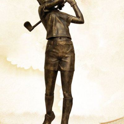 打高尔夫球铜雕人物