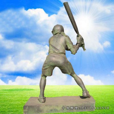 铜雕打棒球人物雕塑