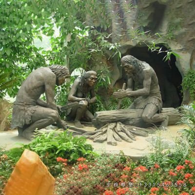 公园原始人铜雕