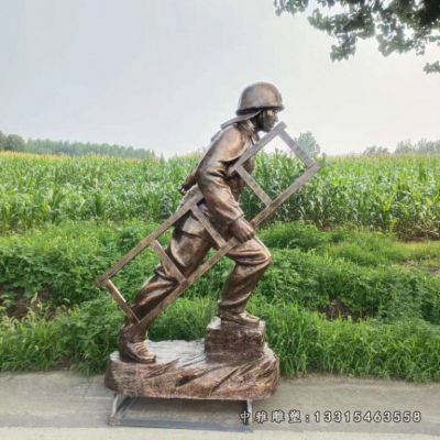 铜雕消防员人物雕塑