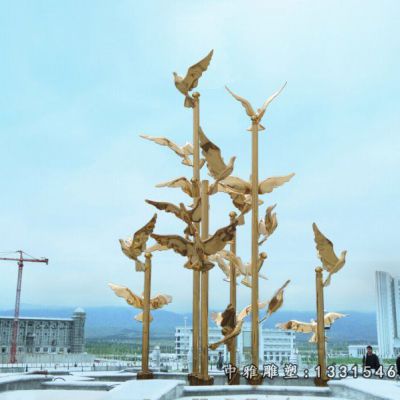 城市不锈钢鸽子动物雕塑