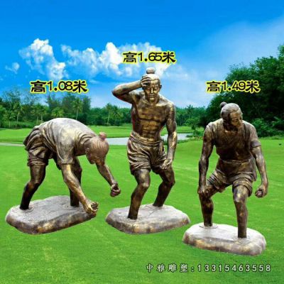 插秧铜雕民俗人物雕塑