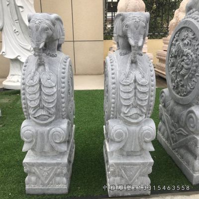 大理石大象抱鼓石雕塑