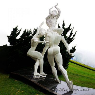 滑冰不锈钢抽象人物雕塑