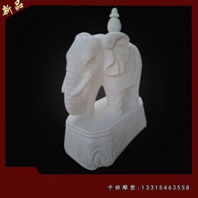 汉白玉驮宝大象雕塑