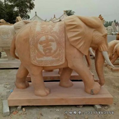 晚霞红大象城市动物雕塑